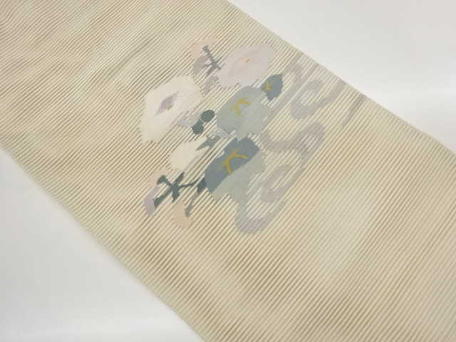 Nagoya obi with flower and leaf pattern woven out of gauze